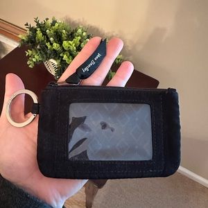 NWOT Vera Bradley black zipper wallet/change purse w/ ID slot